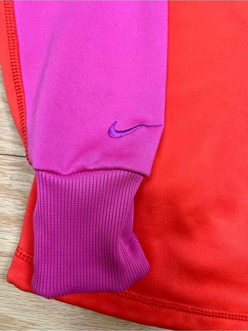 Nike Women’s Therma-FIT Colorblock Pullover Hoodie in Bright Orange & Purple - Picture 6 of 11